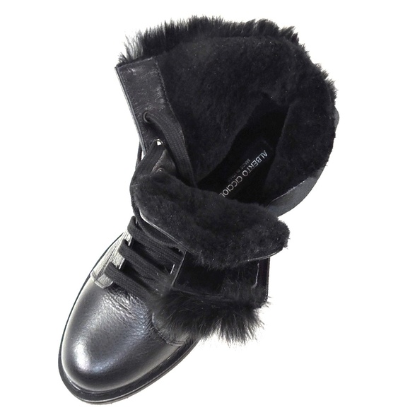 ALBERTO CICCIOLI 🇮🇹 WOMEN'S BLACK LEATHER COMFORT WINTER ANKLE BOOTIE - Picture 6 of 8
